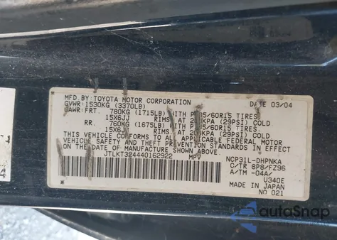 2004 Scion Xb from USA, damaged, VIN JTLKT324440162922